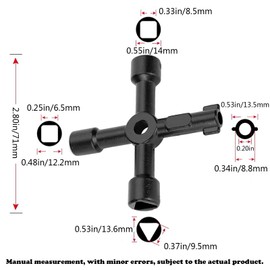 2 PCS 4 Way Cross Key, Zinc Alloy Multifunction Radiator Key Opening Cross Key for Water Meter Valve Electric Box Cupboard Cabinet Train Door ,Plumbers, Electricians ,Electrical Cupboard Box Elevator