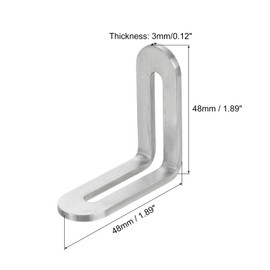 uxcell 8Pcs Adjustable L-Shape Corner Brace with Slot, 1.89 x 1.89 Inch Stainless Steel Slotted Right Angle Corner Bracket for Wooden Furniture Cabinet, Silver
