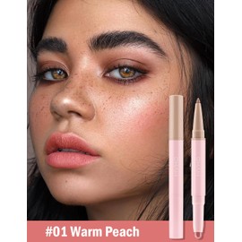 Jutqut 2 in 1 Lip Liner Pencil and Lipstick Combination, Lip Liner Set, Dual Ended Lipstick, Matte Finish & Smooth Creamy Texture, Long-Lasting Waterproof Lipliners Pencil for Women #01 Warm Peach