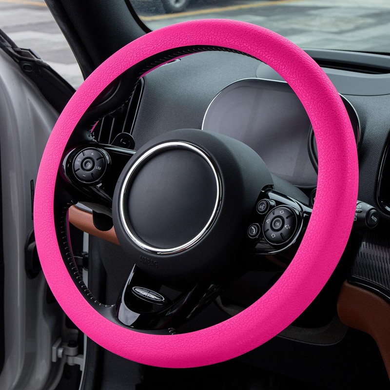 Spurtar Hot Pink Car Steering Wheel Cover Women, Hot Pink