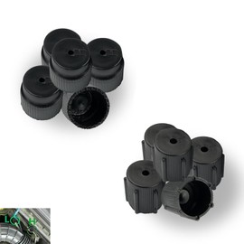 Dogary 10 PCS A/C Port Caps Valve Core, Sealed Heat-resistant ABS AC Repair Cap Kit, Low & High Side for Standard Ports, Universal for Most Cars (Black)