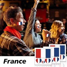 AFCJLTO Pack of 10 French flag euro 2024 stickers, Olympic flag chain decorations, waterproof temporary tattoos for the face are perfect for the Olympic Games in 2024