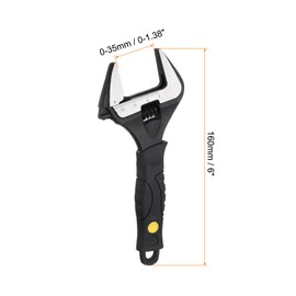HARFINGTON Adjustable Wrench 6" Alloy Steel Wrench Set Universal Spanner Wide Opening Jaw Phosphating for End and Plumbing Repairs, Black