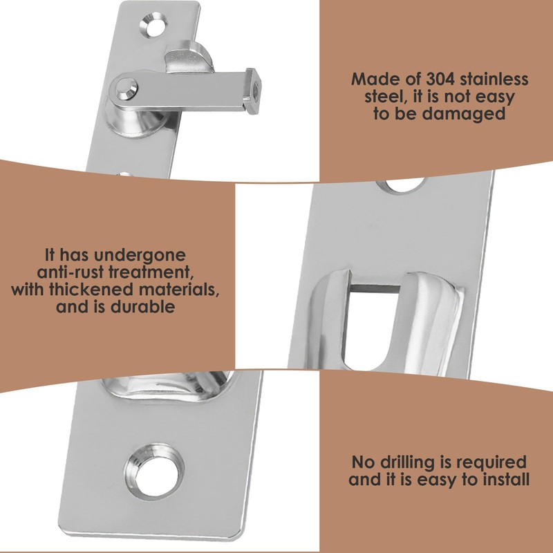 90 Degree Right Angle Door Lock Hasp Latch - Stainless