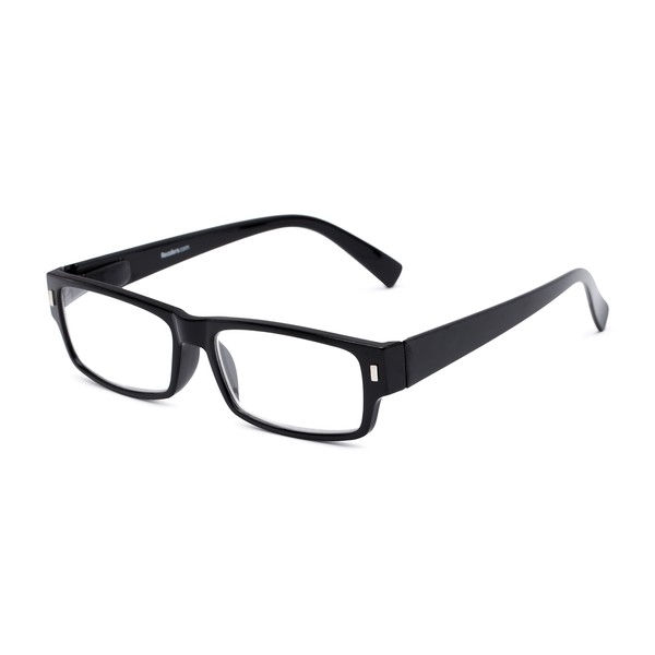 Readers.com Reading Glasses: The Althorpe Reader, Plastic Rectangle Style for Men and Women - Black, 1.75