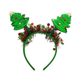 LUX ACCESSORIES Christmas Tree with Red and Green Tinsel Shooting Stars Bopper Headband