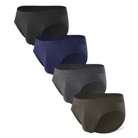 Separatec Mens Underwear Briefs, Moisture Wicking Rayon Made from Bamboo Underwear, Dual Pouch Mens Briefs 4 Pack (XL, Dark Blue/Olive Green/Black/Dark Gray)