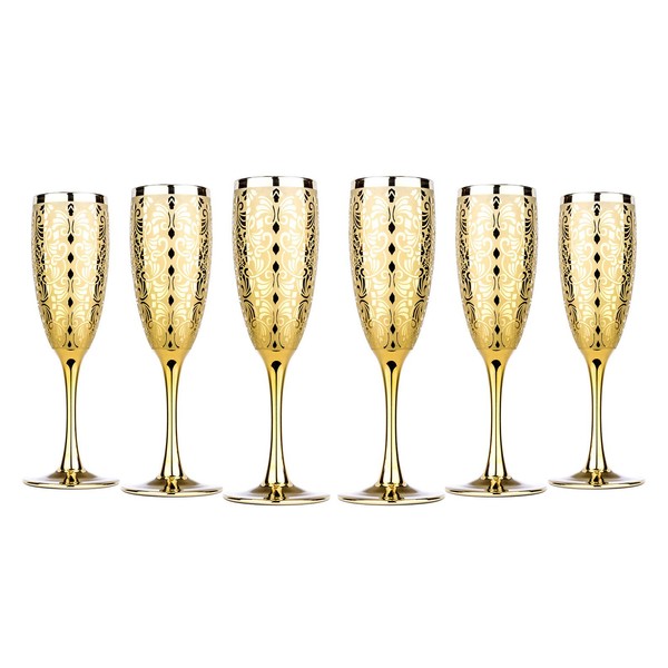 6-Ounces Crystal Champagne Flutes, Glass Set for Champagne and Prosseco,