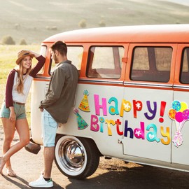 Imanes reflectantes de cumpleaños para coche, 19 unidades, imanes de cumpleaños para automóvil, imanes coloridos de feliz cumpleaños para coches, refrigerador, superficie de metal