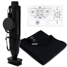 Pro Golf Club Brush Cleaner with Retainer Clip and Squeeze Water Bottle 7.8 Inches Holds 3 Ounces of Water, Essentials Golf Accessories for Men, Best Golf Gifts for Men(Equipped with golf towels)