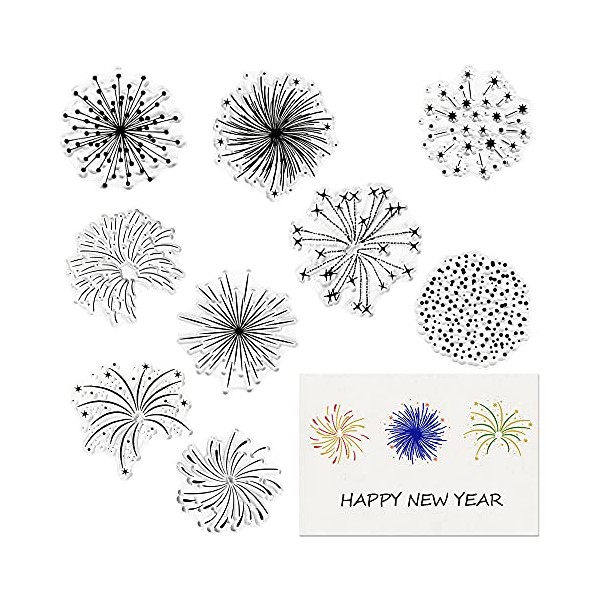 Christmas Firework Star Clear Stamps for Card Making, Snowflake Happy