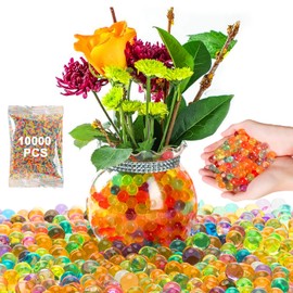 Ormromra 10000 PCS Multicolor Clear Beads, Gel Jelly Beads Vase Filler Beads, Biodegradable Balls for Vase Filler, Decor Home, Plants Craft, Floral Arrangement, Decoration (Colorful)