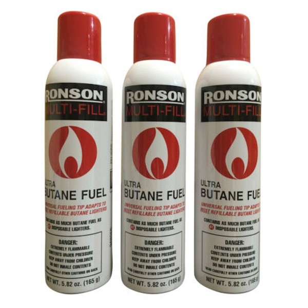 3 Cans Ronson Multi-fill Ultra Butane Fuel 5.82 Oz 165 G These Are the Big Cans! by BUTANE & LIGHTER FLUID