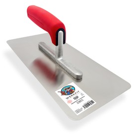 WERKFIT Professional Smoothing Trowel Round 280 x 130 mm - Rustproof Smoothing Spatula Made of Stainless Steel - Ergonomic Cleaning Spatula with Soft Grip - High-Quality Eaves Produced in Austria