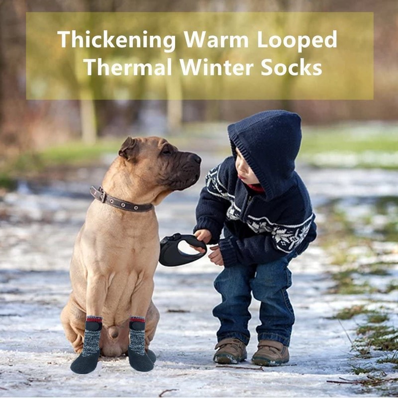 Mihachi Dog Socks Rubber Sole Paw Protectors with Straps Traction