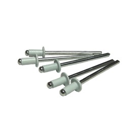 500 Aluminum, White, Pop Rivets for Ceiling Grid, 1/8" dia X 1/4" flange, All Aluminum, Grip 1/16"- 1/8"