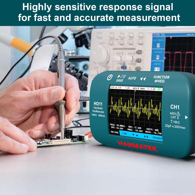 HANMATEK HO11 Handheld Digital Oscilloscope - 10MHz Bandwidth, 48MSa/s High-Precision
