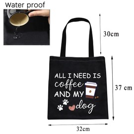 All I Need is Coffee and My Dog Lover Gifts for Coffee Lovers Tote Bag Dog Mom Gift for Dog Owner Reusable Shopping Bag (coffee dog tote)