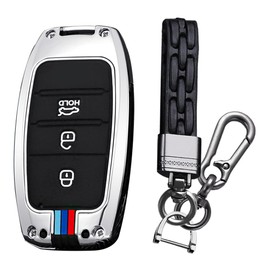 KUNIO Keyless Key Fob Cover fit for Kia Sportage Rio NIRO Sorento Stonic Ceed 2 Picanto GT Line Picanto X-line Soul Key Protection Metal Cover Key Cover Key Fob 3 Buttons A Silver