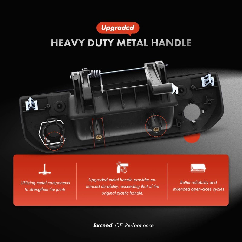 Upgraded Metal Tailgate Handle w/ Camera Hole & Keyhole for