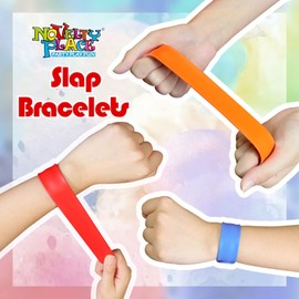 Novelty Place Silicone Rainbow Slap Bracelets Party Wrist Strap, 12 Colors Silicone Wristband for Teens Kids Classroom Craft Activity Prize Gift Party Costume (Pack of 12)