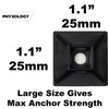 Zip Tie Adhesive-Backed Mounts 100 Pack. Professional-Grade, UV Black Cable