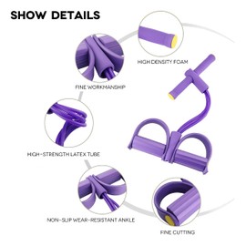 Multi Function Tension Rope, Sit- Up Bodybuilding Equipment, 4 Tube Leg Exerciser, Yoga, Fitness, Home, Gym Equipment for Women/Men, PINK