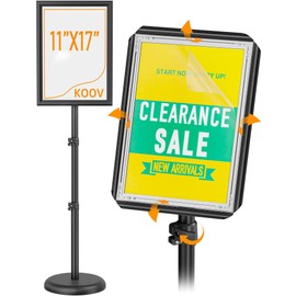 Sign Stand Heavy Duty Poster Stand for Display, 29-58” Retractable Floor Standing Sign Holder Stand, Fillable Pedestal Menu Stand, Both Vertical & Horizontal Stanchion Sign Holder (Black, 11 x 17,1Pack)