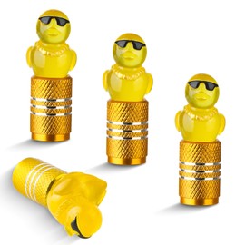 Funny Duck Sunglasses Tire Valve Caps|Glow in The Dark tire Valve caps for Car, SUV, Truck - Waterproof Wheel Accessories, Fun Auto Decor to Add Humor to Your Ride(4PCSYellow)