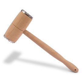 Meat Tenderiser Wooden - Double Sided Stainless Steel Teeth Mallet, Kitchen Tool, Heavy Duty, Sturdy, Comfortable Grip & Durable, Tenderise Meat, Beef, Chicken, Fish, Mutton, Pork Pounder
