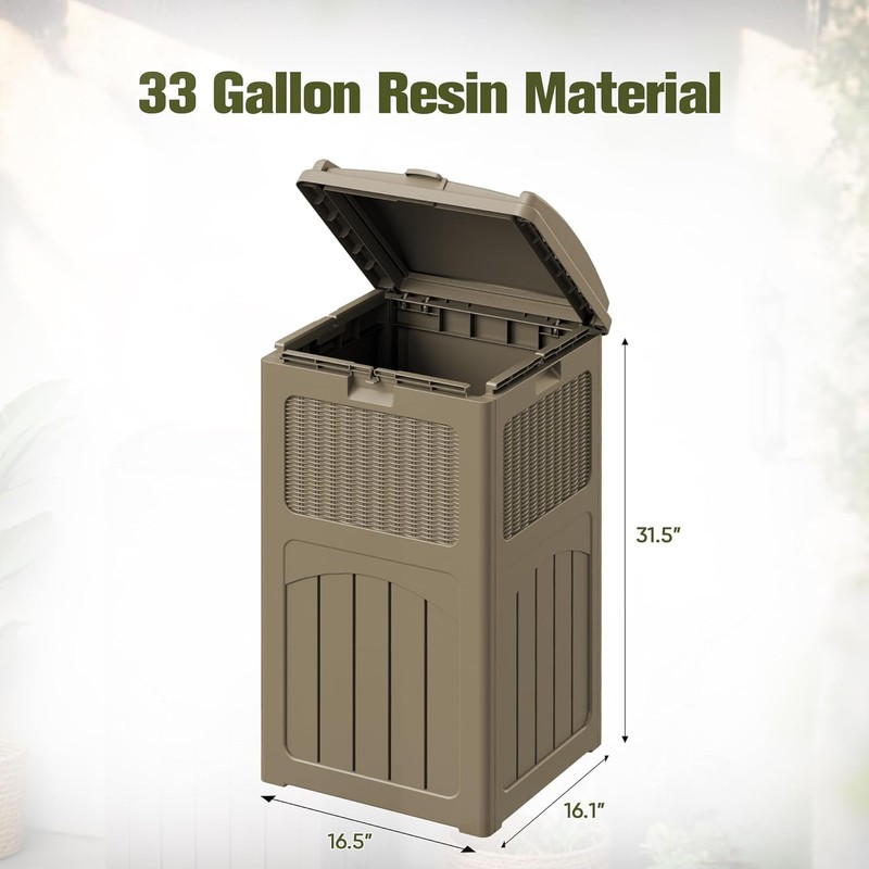 Devoko 33 Gallon Outdoor Trash Can, Hideaway Garbage Bins with