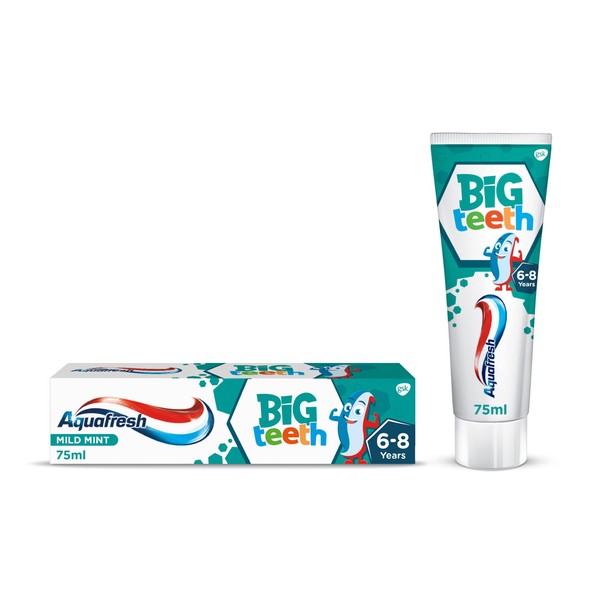 Aquafresh Kids Fluoride Toothpaste, Big Teeth Toothpaste, For Ages 6-8, 75ml