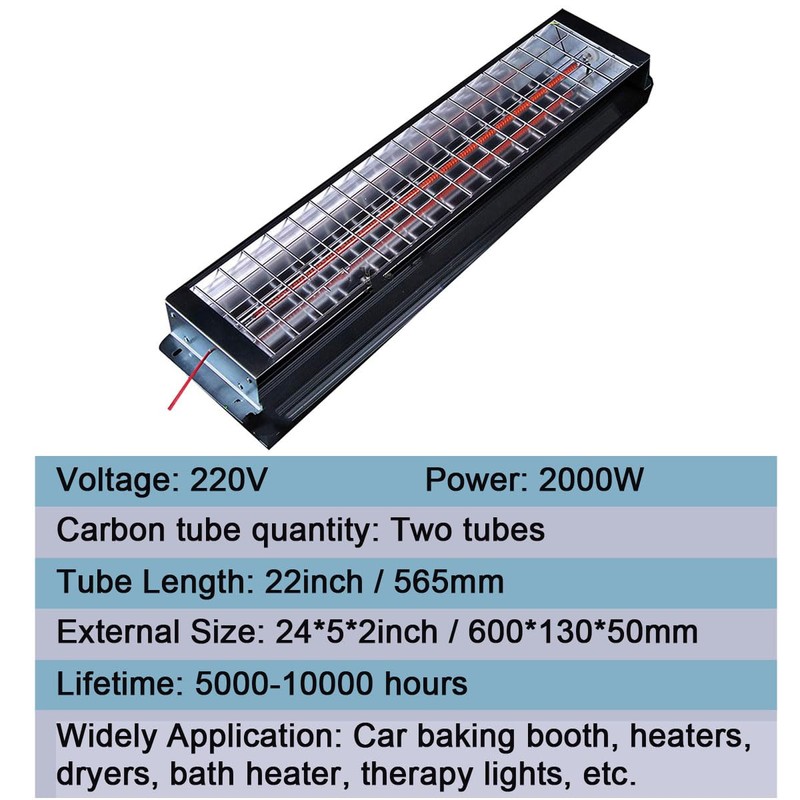 INTBUYING 220V Paint Booth Heater Baking Infrared Paint Curing Lamp