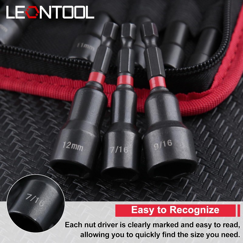 LEONTOOL Magnetic Nut Driver Set, Magnetic Nut Driver Set, Impact