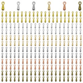 1200Pcs Jewelry Droplet Tail Chain Pendant End Beads Necklace Bracelet Water Drop Pendants End Beads Crimp Ends Extended Extension Chains Tails Clasp for Jewelry Making,6 Colors