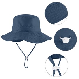 LACOFIA Toddler Baby Sun Hat Unisex Kids Summer Hat for Beach Swimming Pool Wide Brim / Quick Drying, A-navy