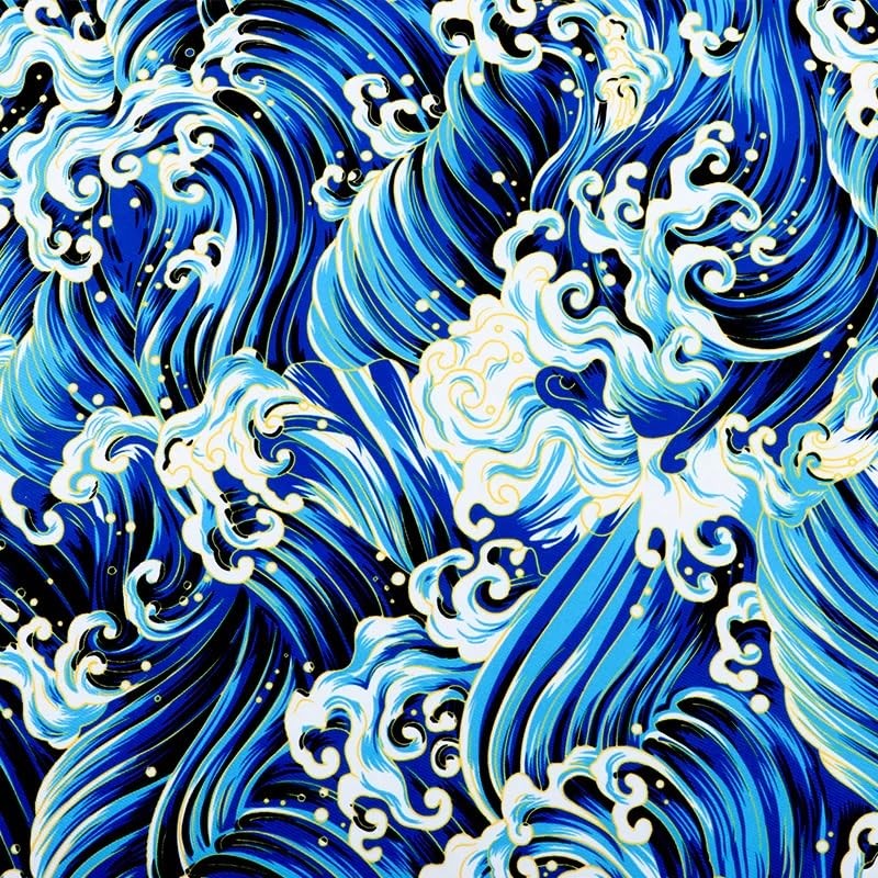 4PCS Universal JDM Water Wave Blue Racing Fabric Floor Mats