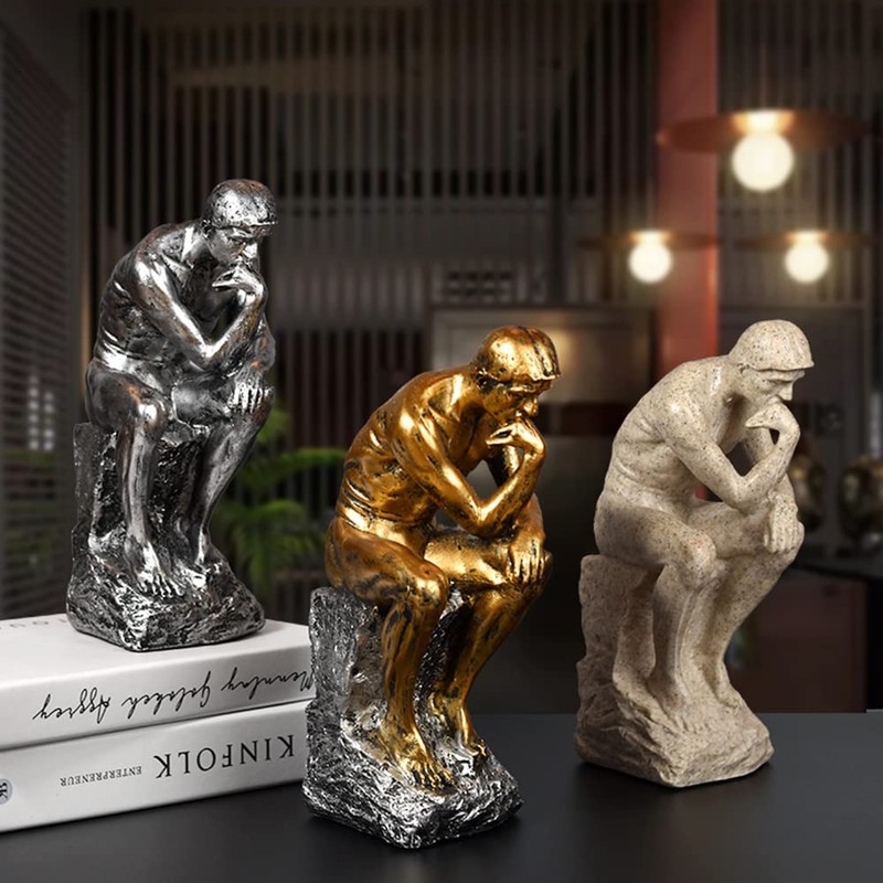 FUNSXBUG 10 Inch Resin The Thinker Statue Thinking Man Sculptures