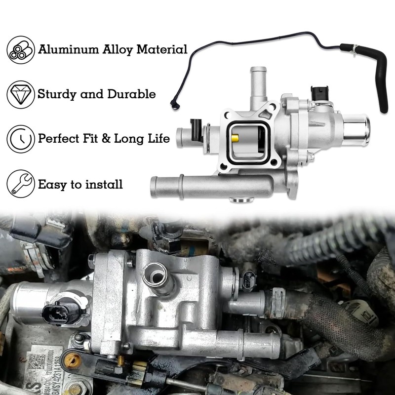 Upgraded Full-Aluminum Engine Coolant Thermostat Housing Assembly with Heater Inlet