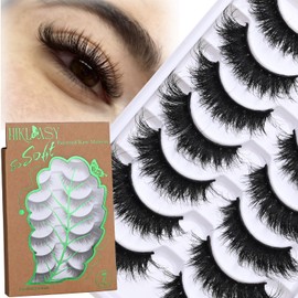 SinuVelve Fluffy Dark Full Lashes 16mm Wispy Eye Lashes Flexible Band Volume False Eyelashes Cateye Soft Light Weight Fake Lashes Strips Like Mink Lashes D Curl Pestañas Postizas Reusalble By Hiklasy