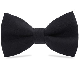 WELROG Classic Pre-Tied Bow Tie for Children & Adults Solid Color Adjustable Bowtie（Black）