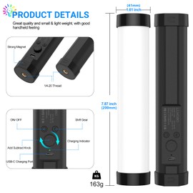 LUXCEO P100 LED Video Light RGB Mini LED Light, Portable Light Bar for Photography, Tiktok YouTube Video Recording Studio, CRI 95+, TLCI 99+, 2000 mAh, 3000/6000 K