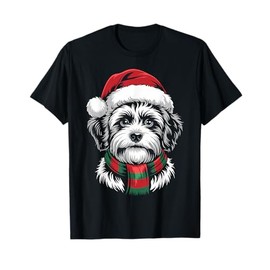 Shichon Dog Xmas Santa Hat Scarf Christmas Costume T-Shirt