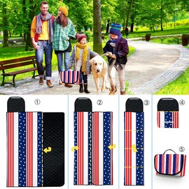 Poedist Extra Large Patriotic Picnic Blanket Waterproof,60"x 80"Foldable Machine Washable Beach Blanket,Outdoor Blanket for 6-8 Adults,Suitable for Indoor Crawling,Park Beach,Camping,Hiking,Travel
