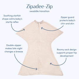 SleepingBaby Zipadee-Zip Baby Swaddle Sack - Roomy Zipper Heather Swaddles for Easy Diaper Changes and Proper Hip Development - 3-6 Month - Balanced Beige