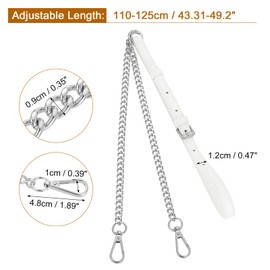 sourcing map Adjustable Leather Chain Straps, 49" Genuine Leather Purse Chain Strap Replacement Handles for Women Crossbody Bag Handbag Shoulder Replacement Straps (White, Silver Chain)