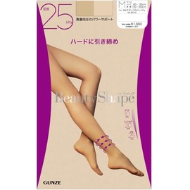 Gunze Women's Stockings, Beauty Shape, Ankle 25 hPa, Hard Tightening, (New Model) Natural Beige
