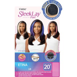 Outre Lace Front Wig - Sleeklay Part - Deep C Lace Part - Etina (1B/DRFF PARADISE PUNCH)