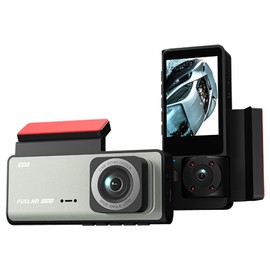 Mulcort Dash Cam Front and Rear Inside, 1080P + 480P + 480P Three Way Triple Car Camera, Built-in WiFi, 2.0 Inch IPS Screen, Night Vision, 170° Wide Angle, WDR, Loop Recording
