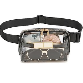 Cangurera transparente aprobada para estadios, impermeable, con correa ajustable, ideal para viajes, festivales, deportes y fiestas, color beige, Blac